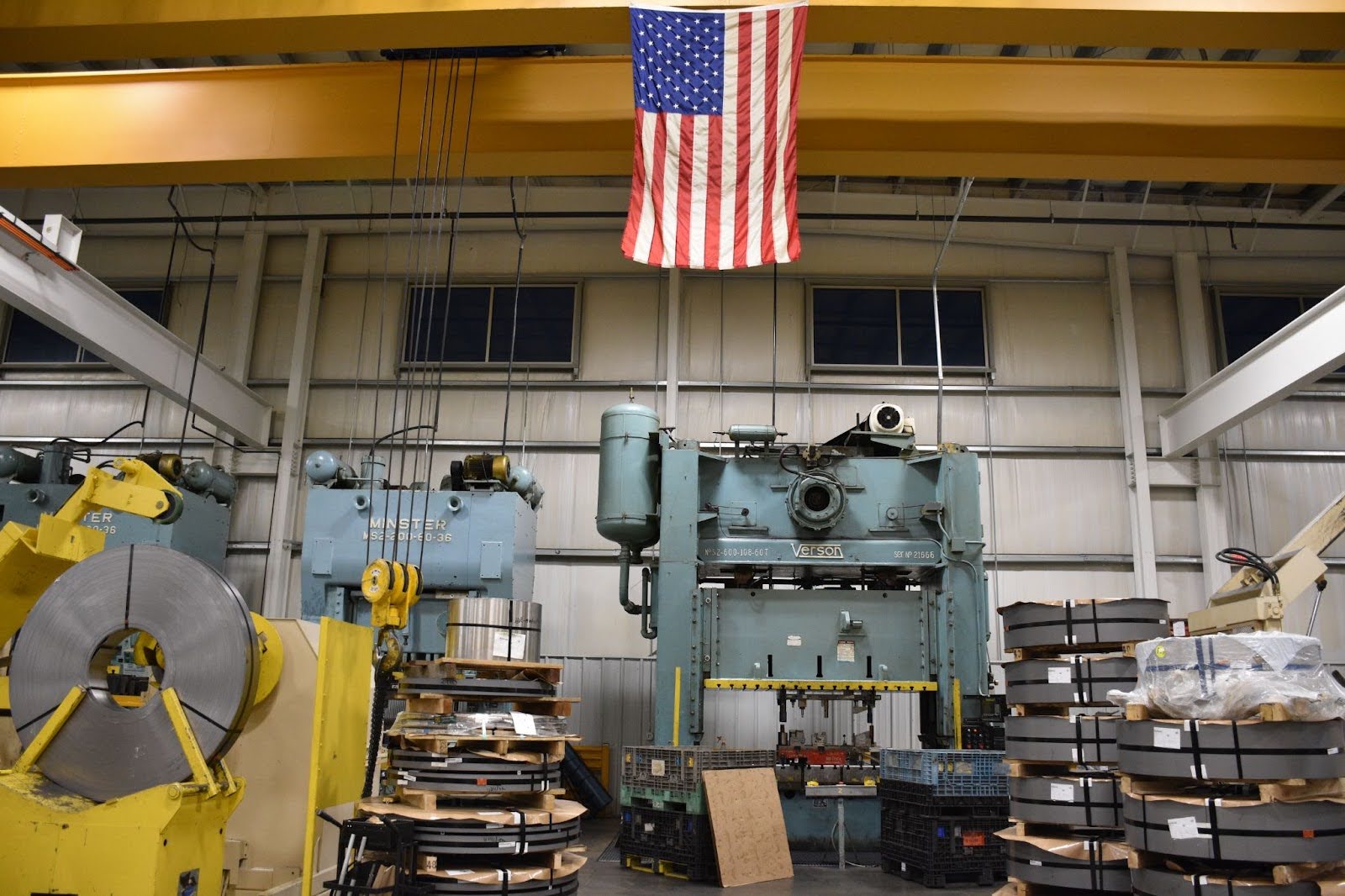 Inside ATD’s Ohio manufacturing facility featuring heavy industrial equipment and steel coils, demonstrating how ATD helps manufacturers remain competitive.