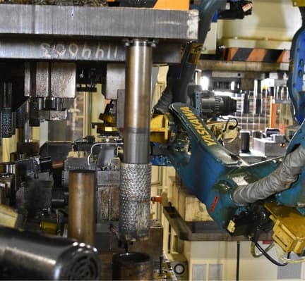 close-up of metal stamping automation