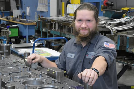 Employee with machine